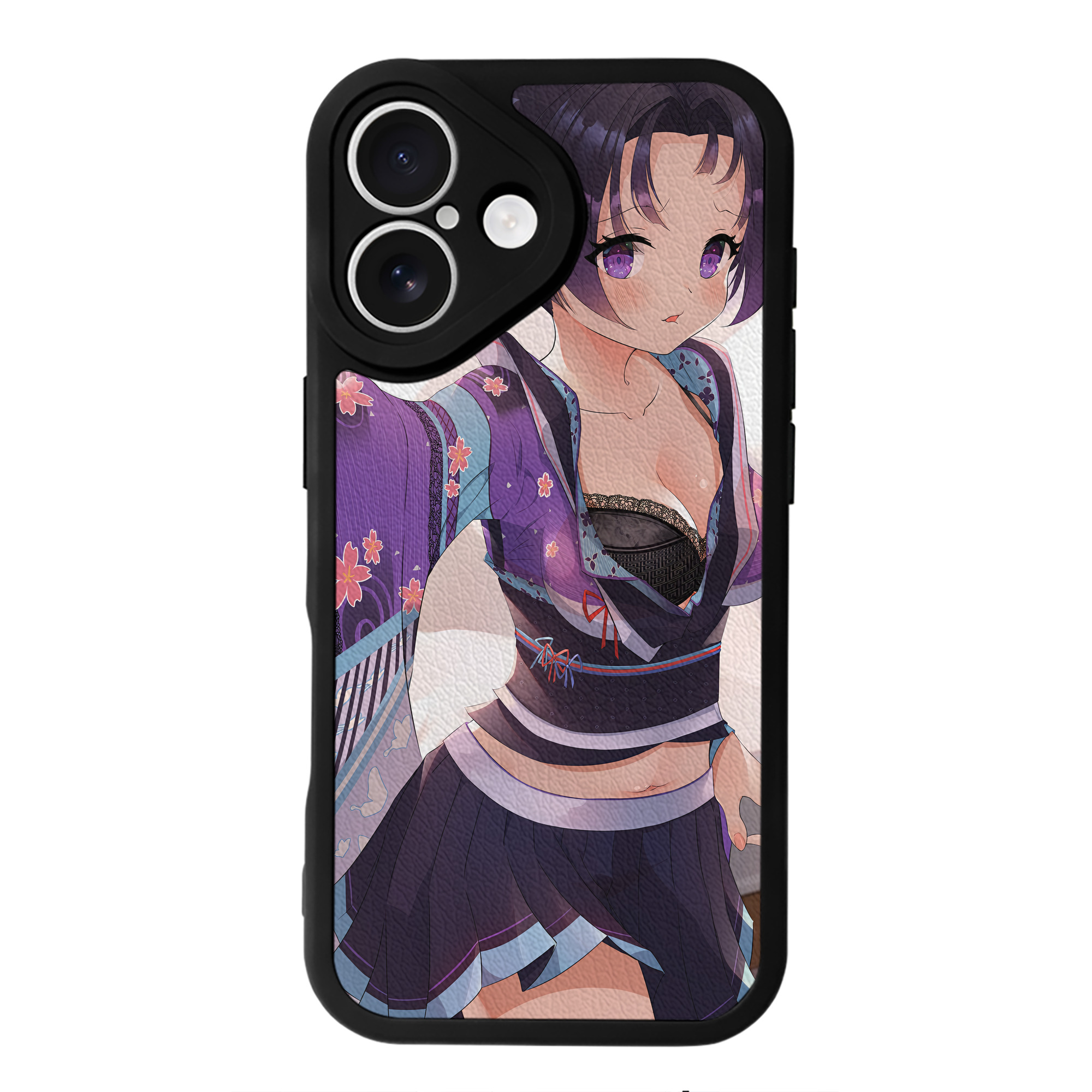 （画像用） 鬼滅の刃（きめつのやいば）蟲柱-胡蝶 しのぶ／こちょう しのぶ Kochou Shinobu 【iPhone 16シリーズ対応】シリコンスマホケース（レザー調） 材質：シリコン